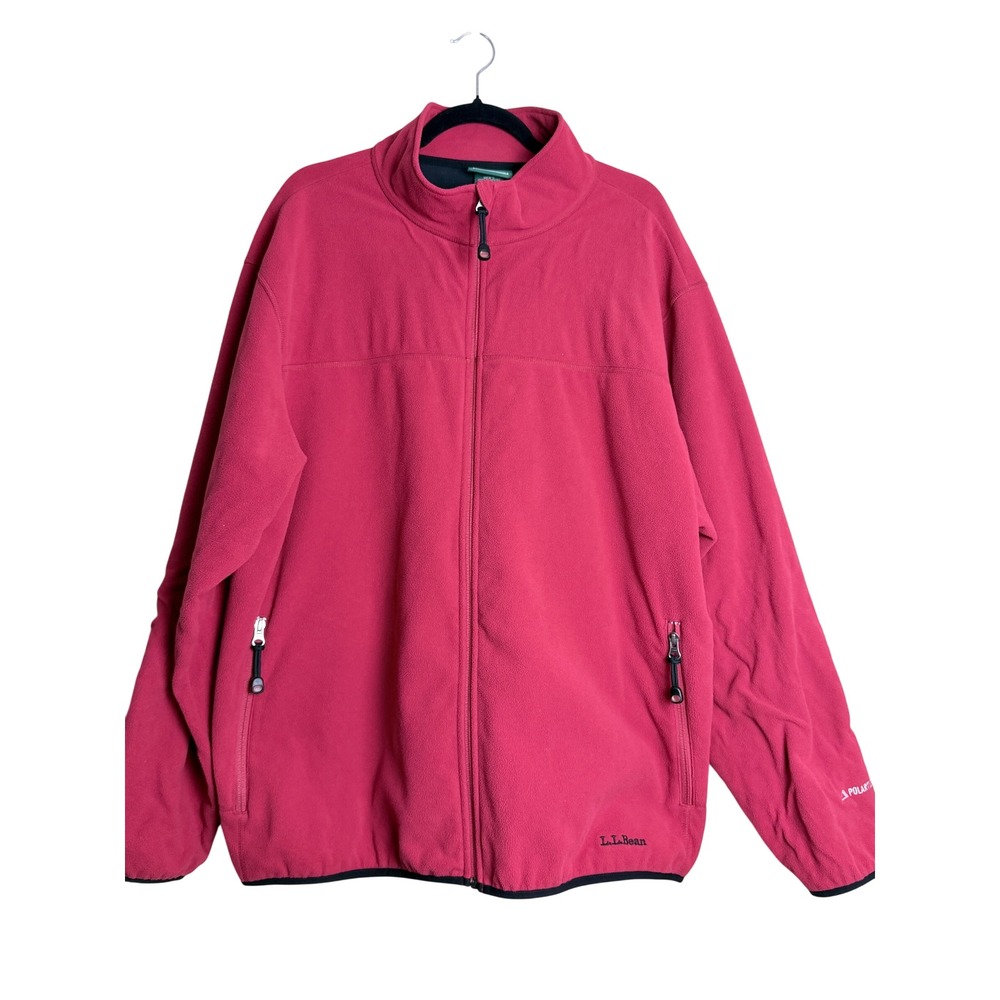 LL Bean Polartec Weather Channel Fleece Jacket XXL Red Full Zip Outdoor Mens